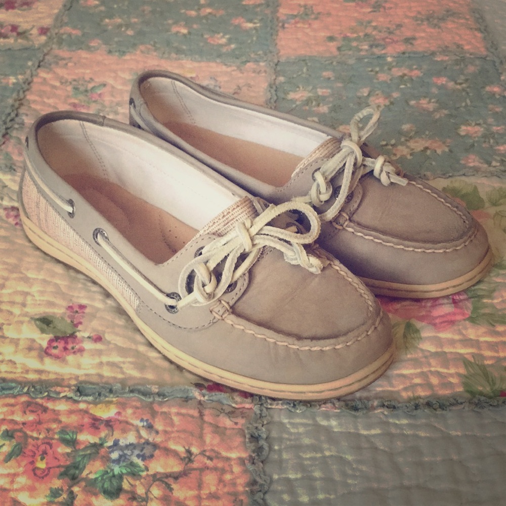 Dusty blue Sperry Topsider boat shoes